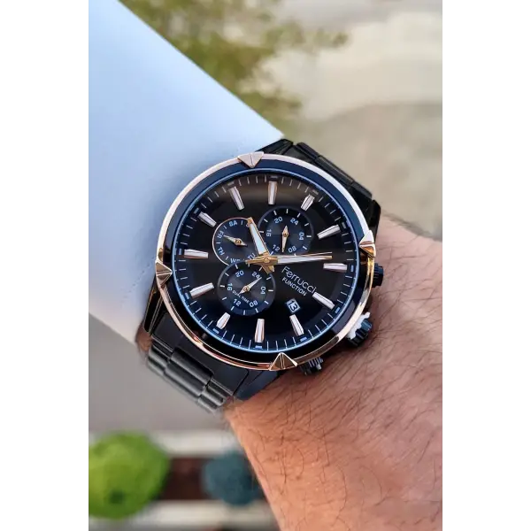 Ferrucci FCISTE297 Rose Siyah Renk İç Göstergeleri Aktif Hediye Paketli Erkek Kol Saati