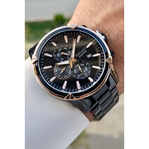 Ferrucci FCISTE297 Rose Siyah Renk İç Göstergeleri Aktif Hediye Paketli Erkek Kol Saati