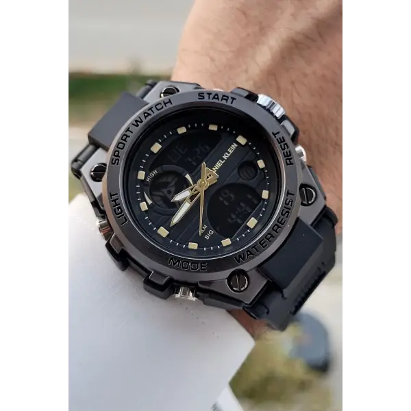 Daniel Klein DKISTE1305 Rakamları Gold Kordonu Siyah Renk Analog Dijital Hediye Paketli Erkek Kol Saati