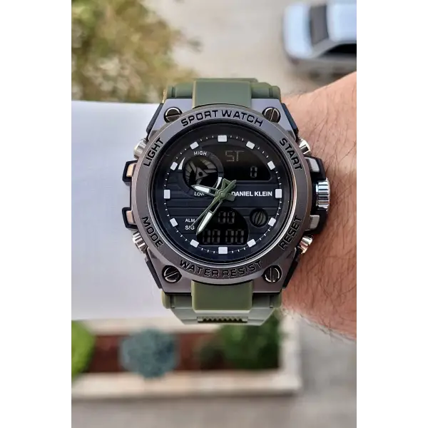 Daniel Klein DKISTE1345 Haki Renk Analog Dijital Hediye Paketli Erkek Kol Saati