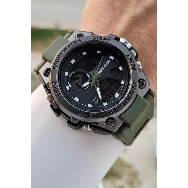 Daniel Klein DKISTE1345 Haki Renk Analog Dijital Hediye Paketli Erkek Kol Saati