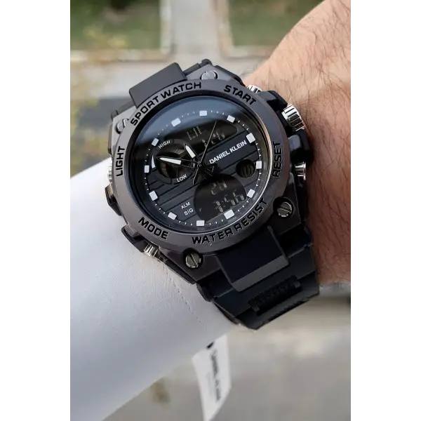 Daniel Klein DKISTE1304 Rakamları Beyaz Kordonu Siyah Renk Analog Dijital Hediye Paketli Erkek Kol Saati