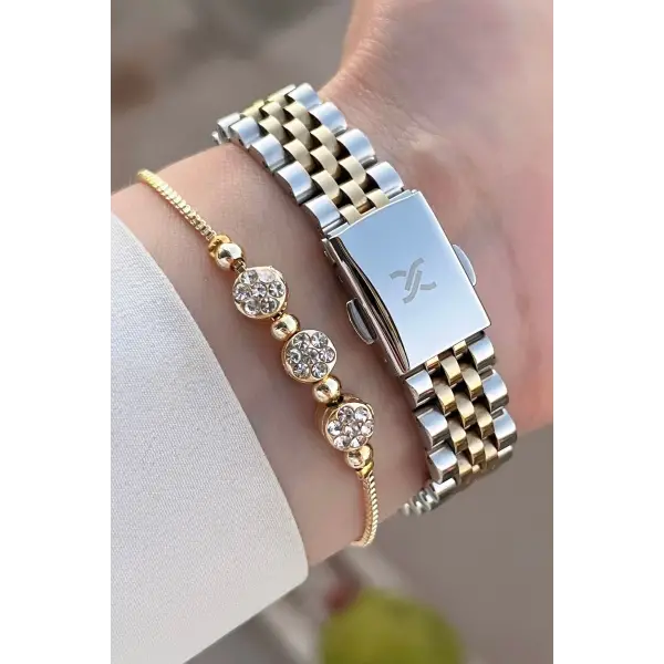 Daniel Klein DKISTE1310 Kadranı Yeşil Gold Gümüş Renk Hediye Paketli Kadın Kol Saati ve Bileklik