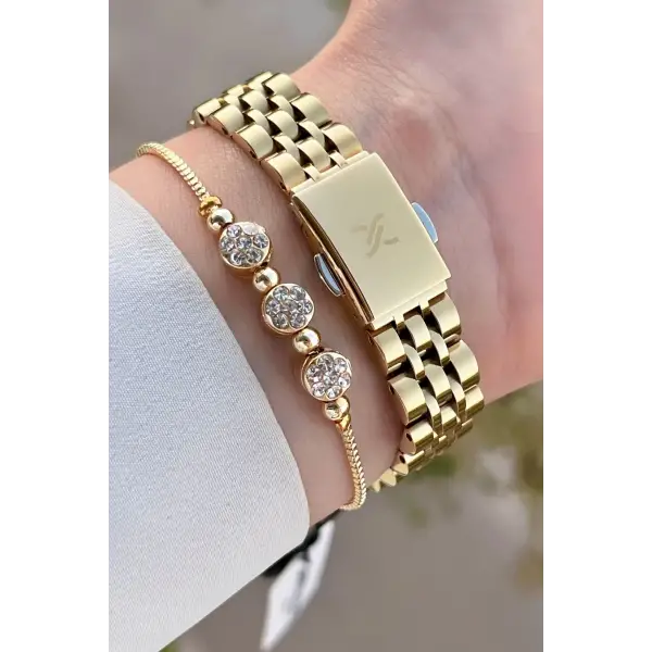 Daniel Klein DKISTE1311 Kadranı Yeşil Gold Renk Hediye Paketli Kadın Kol Saati ve Bileklik