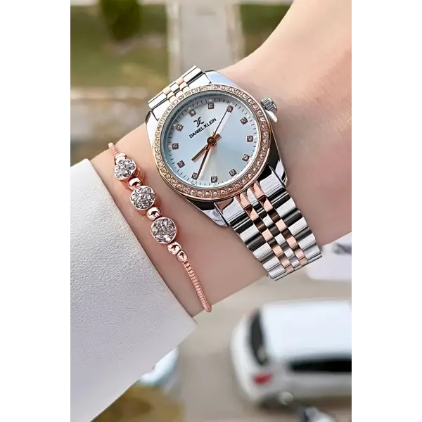 Daniel Klein DKISTE1354 Rose Gümüş Renk Hediye Paketli Kadın Kol Saati ve Bileklik