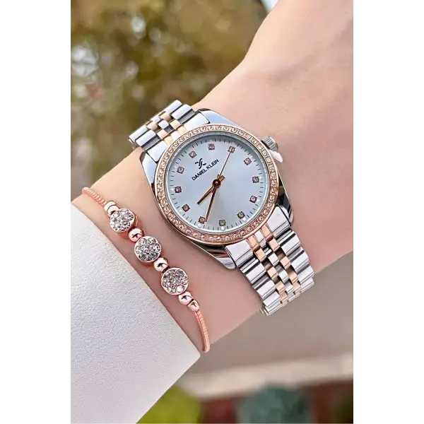 Daniel Klein DKISTE1354 Rose Gümüş Renk Hediye Paketli Kadın Kol Saati ve Bileklik