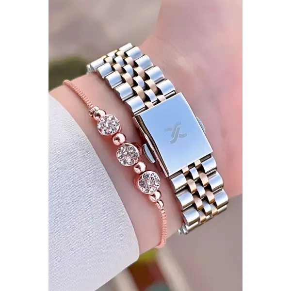 Daniel Klein DKISTE1354 Rose Gümüş Renk Hediye Paketli Kadın Kol Saati ve Bileklik