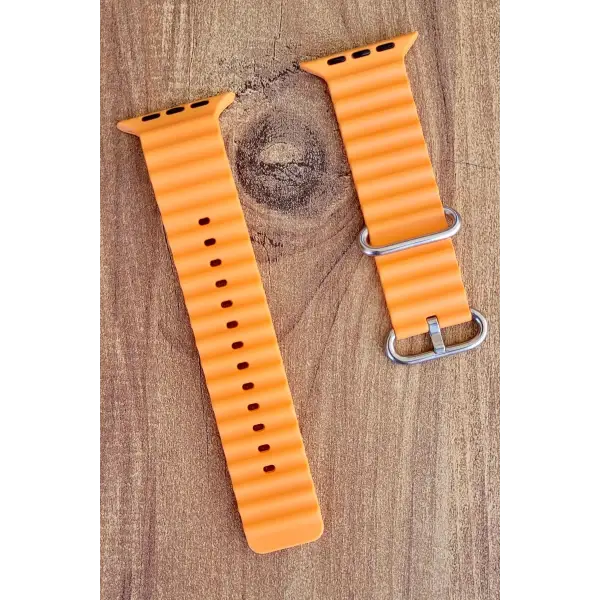 Turuncu Renk Watch Uyumlu A Kalite 42mm 44mm 45mm 49mm 1/2/3/4/5/6/se/7/8/Ultra Akıllı Saat Kordonu