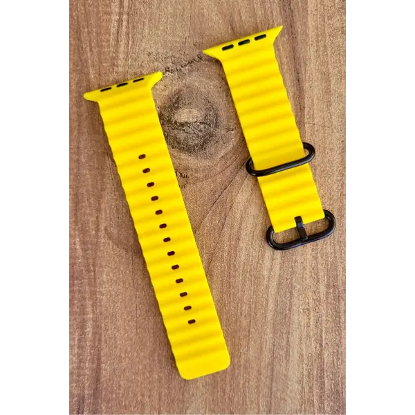 Sarı Siyah Renk Watch Uyumlu A Kalite 42 44 45 49 mm 1/2/3/4/5/6/se/7/8/Ultra Akıllı Saat Kordonu