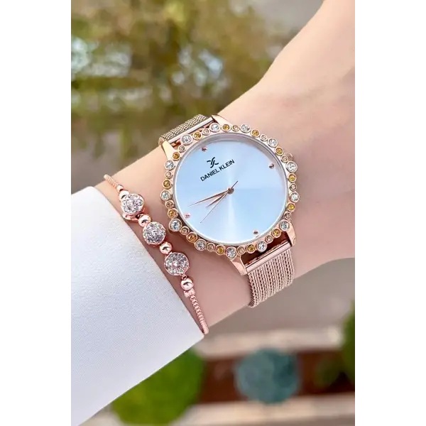 Daniel Klein DKISTE1411 Rose Renk Hediye Paketli Kadın Kol Saati Ve Bileklik
