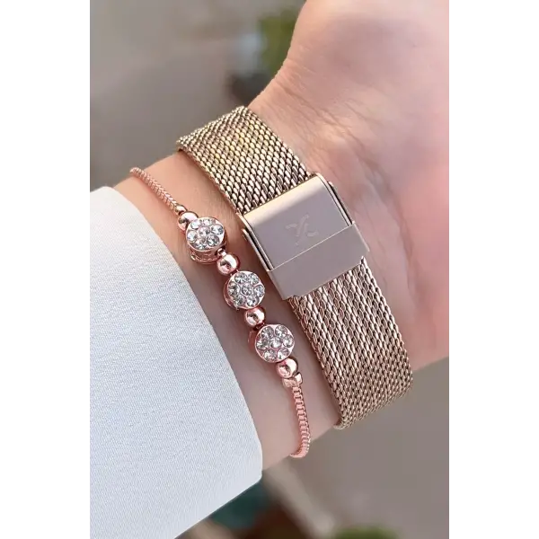 Daniel Klein DKISTE1411 Rose Renk Hediye Paketli Kadın Kol Saati Ve Bileklik