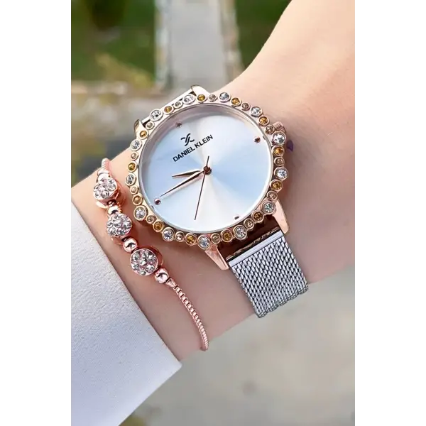 Daniel Klein DKISTE1410 Rose Gümüş Renk Hediye Paketli Kadın Kol Saati Ve Bileklik