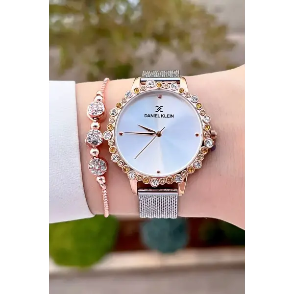 Daniel Klein DKISTE1410 Rose Gümüş Renk Hediye Paketli Kadın Kol Saati Ve Bileklik