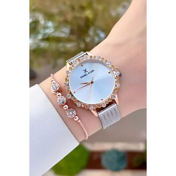 Daniel Klein DKISTE1410 Rose Gümüş Renk Hediye Paketli Kadın Kol Saati Ve Bileklik