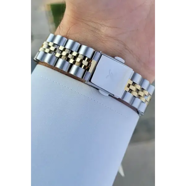 Daniel Klein DKISTE1398 Gold Gümüş Renk Takvim ve Gün Fonksiyonlu Hediye Paketli Erkek Kol Saati