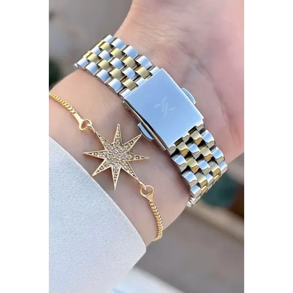 Daniel Klein DKISTE1409 Kadranı Yeşil Kordonu Gold Gümüş Renk Hediye Paketli Kadın Kol Saati ve Bileklik