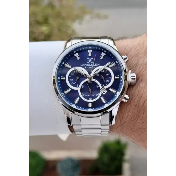 Daniel Klein DKISTE1390 Göstergeleri Aktif Kadranı Lacivert Kordonu Gümüş Renk Hediye Paketli Erkek Kol Saati