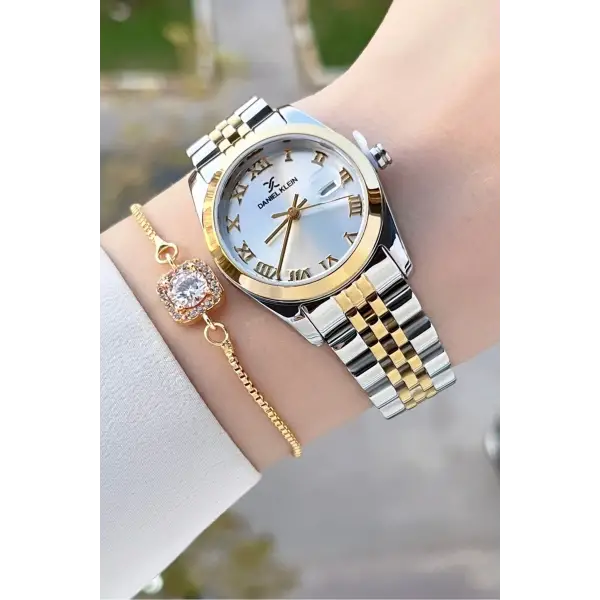 Daniel Klein DK1ISTE140 Gold Gümüş Renk Hediye Paketli Kadın Kol Saati ve Bileklik
