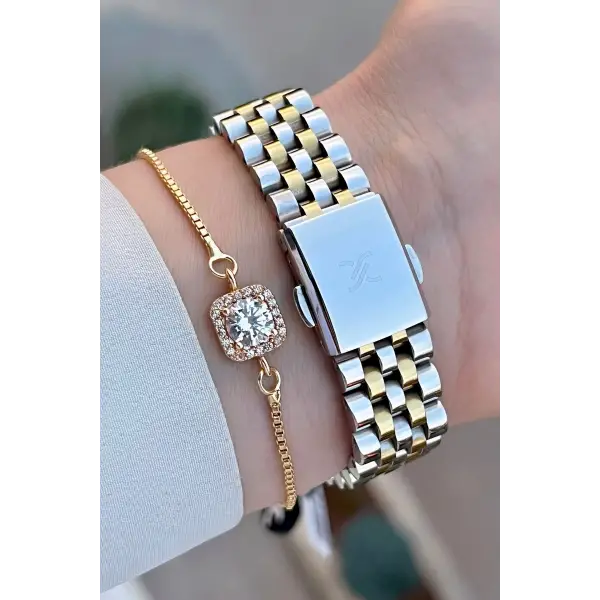 Daniel Klein DKISTE1408 Kadranı Yeşil Kordonu Gold Gümüş Renk Hediye Paketli Kadın Kol Saati + Bileklik