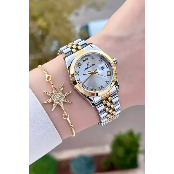 Daniel Klein DKISTE1405 Gold Gümüş Renk Hediye Paketli Kadın Kol Saati + Bileklik
