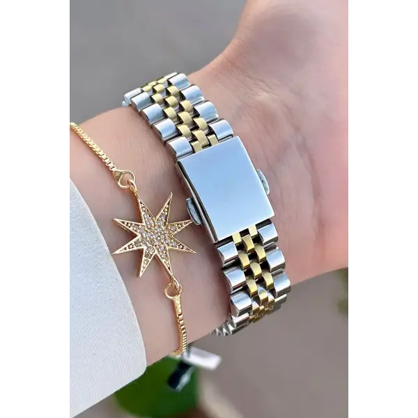 Daniel Klein DKISTE1405 Gold Gümüş Renk Hediye Paketli Kadın Kol Saati + Bileklik