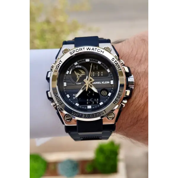 Daniel Klein DKISTE1383 Gümüş Siyah Renk Analog Dijital Hediye Paketli Erkek Kol Saati