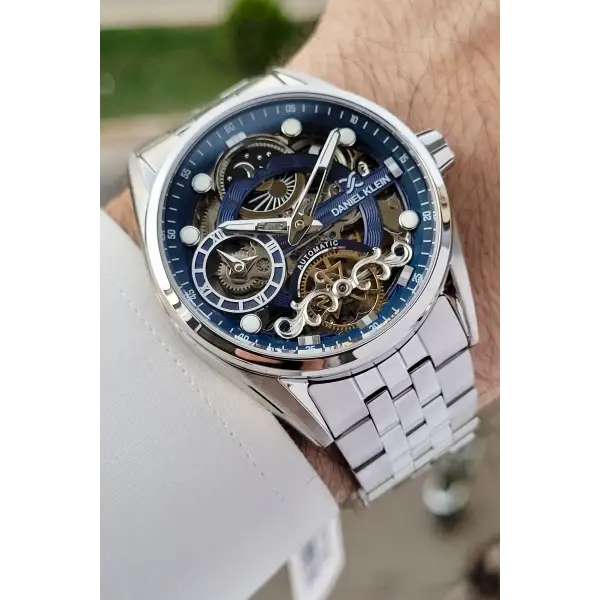 Daniel Klein DKISTE1421 Kadranı Lacivert Kordonu Gümüş Renk Otomatik Fonksiyonlu Fosforlu Erkek Kol Saati