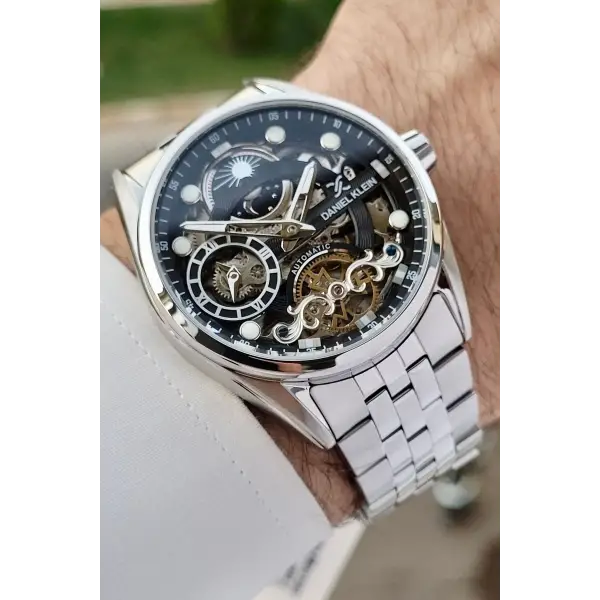 Daniel Klein DKISTE1425 Kadranı Siyah Kordonu Gümüş Renk Otomatik Fonksiyonlu Fosforlu Erkek Kol Saati