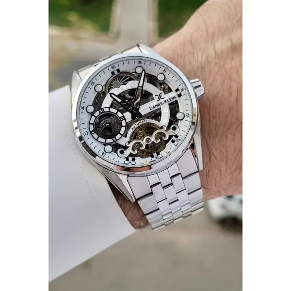 Daniel Klein DKISTE1417 Gümüş Renk Otomatik Fonksiyonlu Fosforlu Erkek Kol Saati