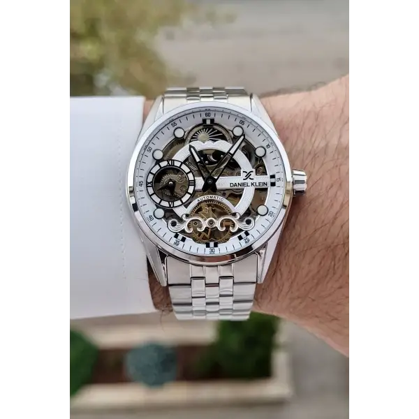 Daniel Klein DKISTE1417 Gümüş Renk Otomatik Fonksiyonlu Fosforlu Erkek Kol Saati