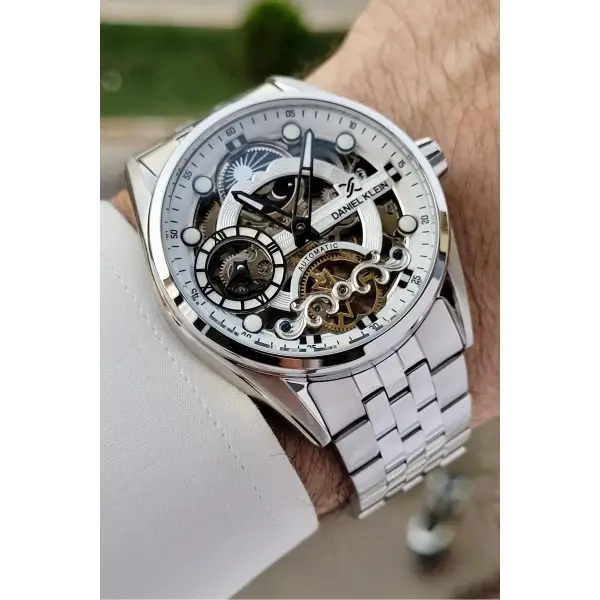 Daniel Klein DKISTE1417 Gümüş Renk Otomatik Fonksiyonlu Fosforlu Erkek Kol Saati