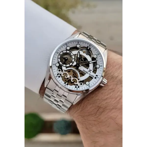 Daniel Klein DKISTE1417 Gümüş Renk Otomatik Fonksiyonlu Fosforlu Erkek Kol Saati