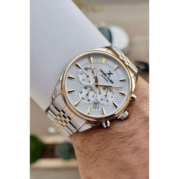 Daniel Klein DKISTE1431 Gold Gümüş Renk Göstergeli Erkek Kol Saati