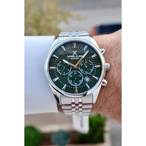 Daniel Klein DKISTE1428 Kadranı Yeşil Kordonu Gümüş Renk Göstergeli Erkek Kol Saati