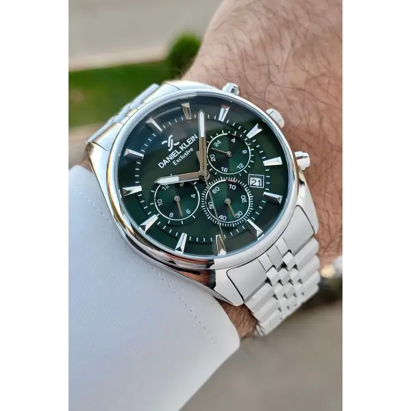 Daniel Klein DKISTE1428 Kadranı Yeşil Kordonu Gümüş Renk Göstergeli Erkek Kol Saati