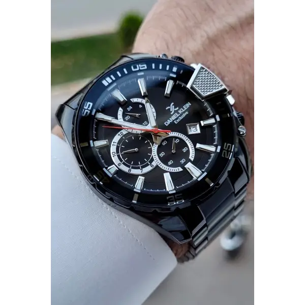 Daniel Klein DKISTE1437 Yazıları Gümüş Kordonu Siyah Renk Göstergeli Erkek Kol Saati