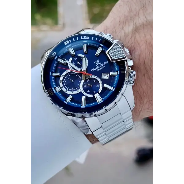 Daniel Klein DKISTE1438 Exclusive Kadranı Lacivert Kordonu Gümüş Renk Erkek Kol Saati