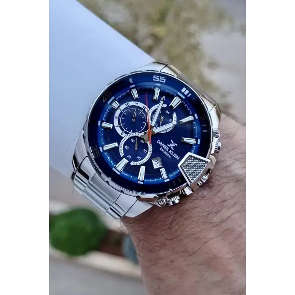 Daniel Klein DKISTE1438 Exclusive Kadranı Lacivert Kordonu Gümüş Renk Erkek Kol Saati