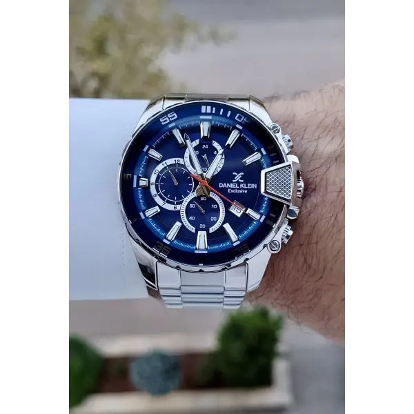 Daniel Klein DKISTE1438 Exclusive Kadranı Lacivert Kordonu Gümüş Renk Erkek Kol Saati