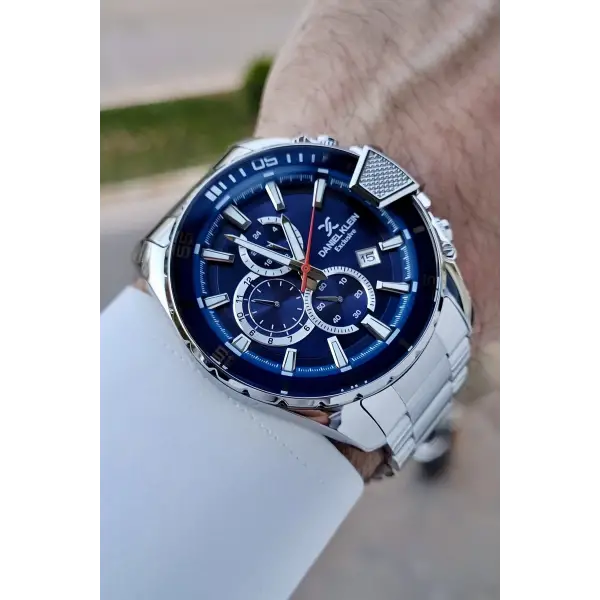 Daniel Klein DKISTE1438 Exclusive Kadranı Lacivert Kordonu Gümüş Renk Erkek Kol Saati