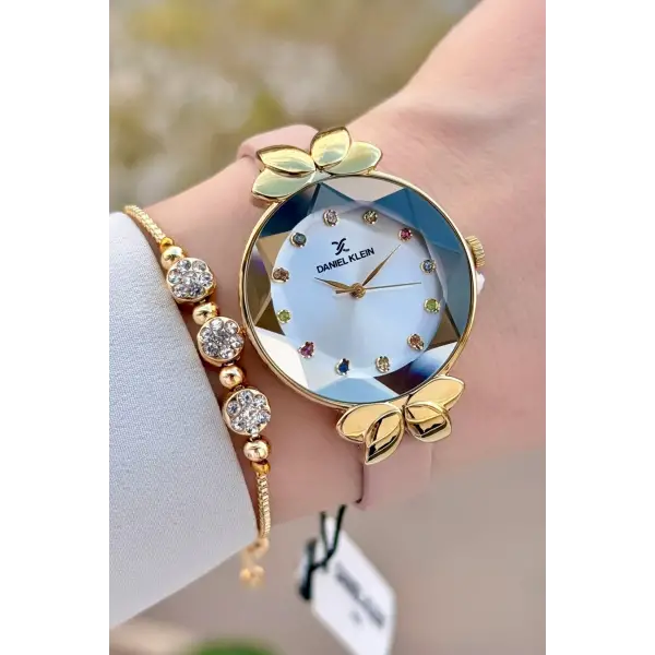 Daniel Klein DKISTE1440 Kasası Gold Kordonu Pudra Renk Kadın Kol Saati Ve Bileklik