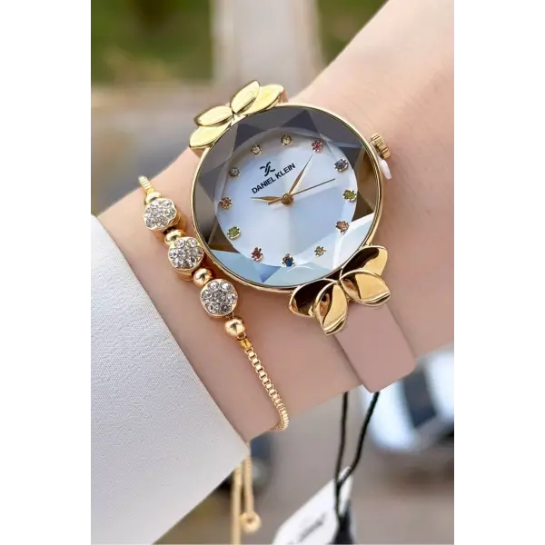 Daniel Klein DKISTE1440 Kasası Gold Kordonu Pudra Renk Kadın Kol Saati Ve Bileklik