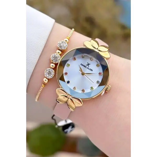 Daniel Klein DKISTE1440 Kasası Gold Kordonu Pudra Renk Kadın Kol Saati Ve Bileklik