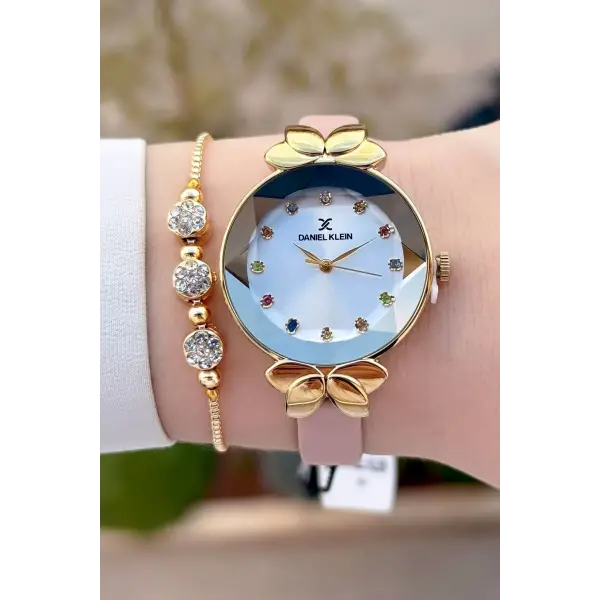 Daniel Klein DKISTE1440 Kasası Gold Kordonu Pudra Renk Kadın Kol Saati Ve Bileklik