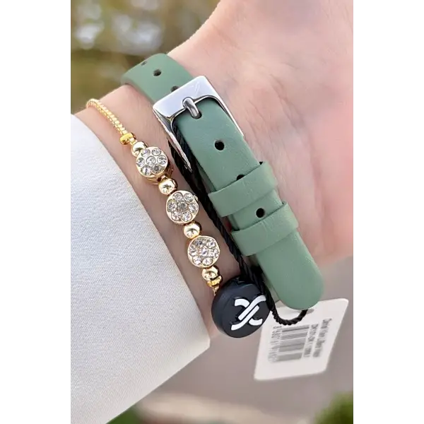 Daniel Klein DKISTE1441 Kasası Gold Kordonu Yeşil Renk Kadın Kol Saati Ve Bileklik