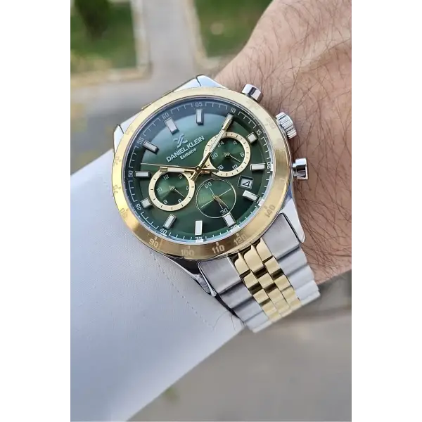 Daniel Klein DKISTE1442 Kadranı Yeşil Kordonu Gold Gümüş Renk Göstergeli Erkek Kol Saati