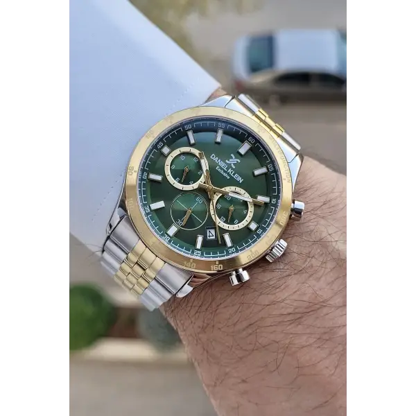 Daniel Klein DKISTE1442 Kadranı Yeşil Kordonu Gold Gümüş Renk Göstergeli Erkek Kol Saati