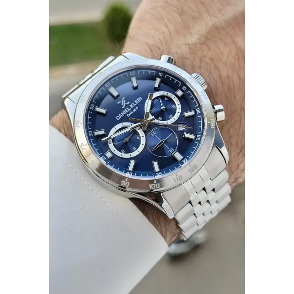 Daniel Klein DKISTE1443 Kadranı Lacivert Kordonu Gümüş Renk Göstergeli Erkek Kol Saati