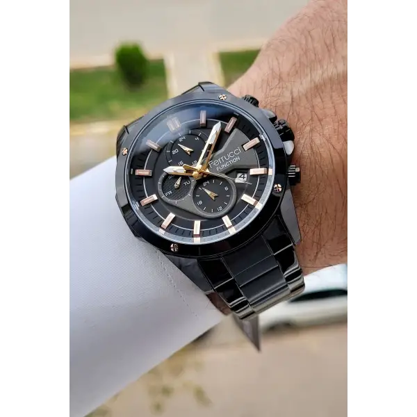 Ferrucci FCISTE314 Rakamları Rose Kordonu Siyah Renk Erkek Kol Saati