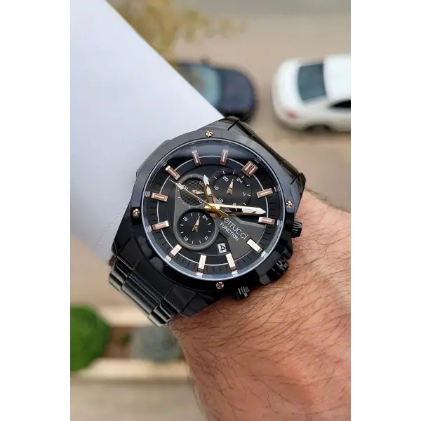 Ferrucci FCISTE314 Rakamları Rose Kordonu Siyah Renk Erkek Kol Saati